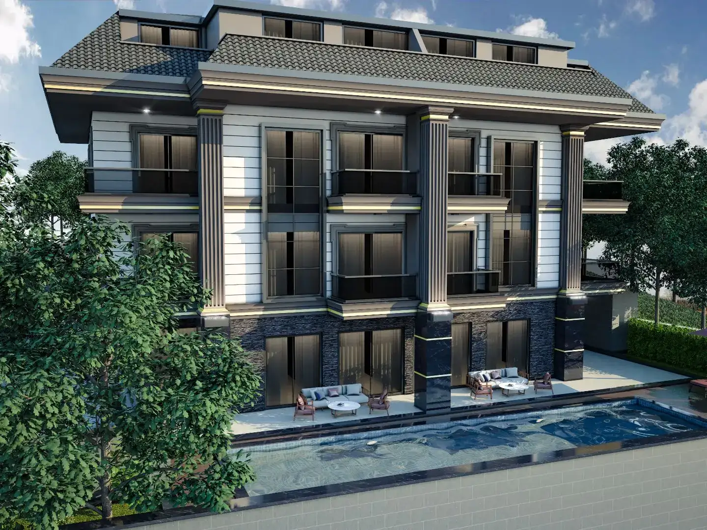 LUXURY PROJECT IN THE CENTER OF ALANYA WITH INFINITY POOL + VIEW